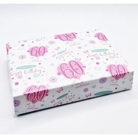 2 Sheets 60th Birthday Wrapping Paper Age 60 Birthday Pink Green Gift Wrap Female (AWU)