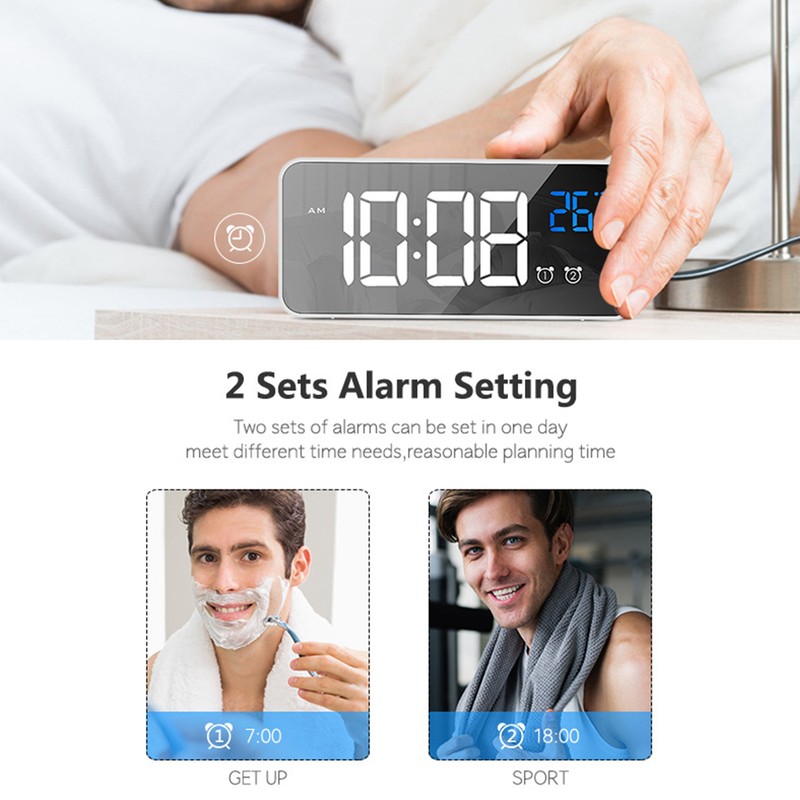 LED Digital Alarm Clock for Bedroom Electronic Clock with Thermometer
