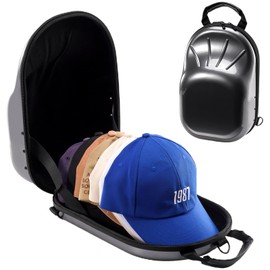ProCase Hat Travel Case, Hard Hat Case for 6-7 Baseball Caps Lids Hat Storage Organizer with Carrying Handle & Shoulder Strap Cap Case Hat Carrier for Travel & Home Storage -Grey