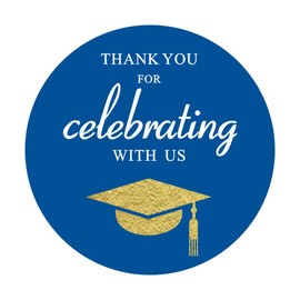 50 Pack of 2 Round Blue Graduation Stickers Graduation Thank You Sticker Labels Candy Stickers for Graduation Party Favors