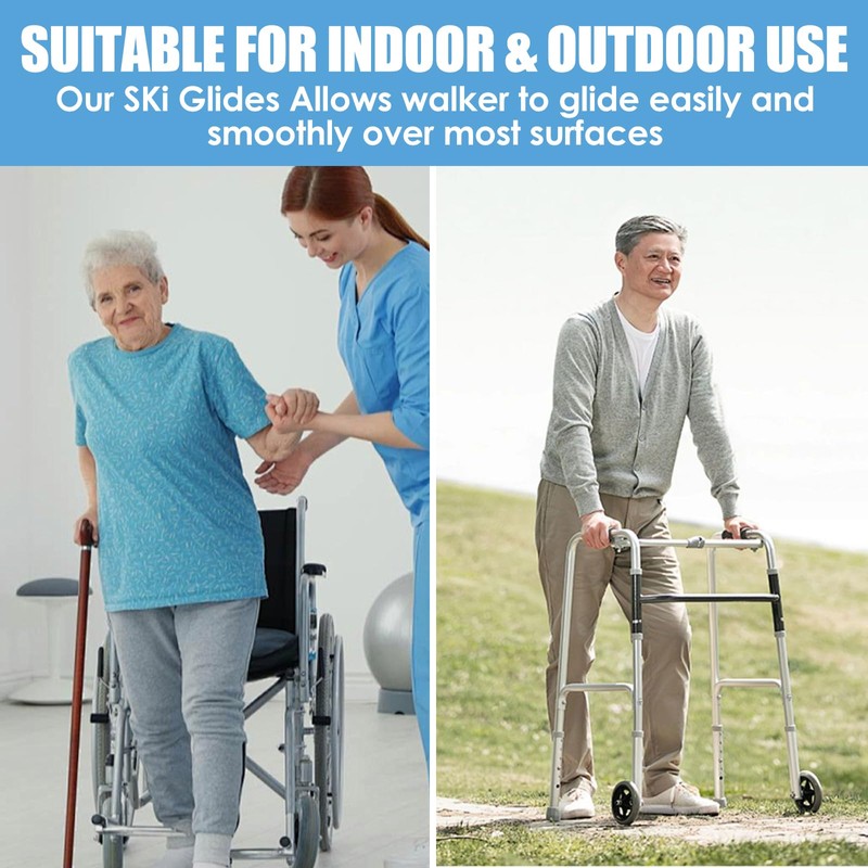 Walker Skis Glides for Folding Walkers, Walker Ski Glides, Walker