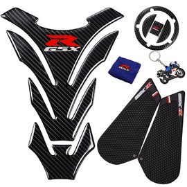 3D Black Rubber Side, Tank Pad Protector, Anti Slip Sticker, Tank Side Traction Pad, 3D Gas Cap, Fuel Cap Decal,Tank Protector for GSXR 600 750 2011-2015 (Black)