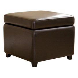 Wholesale Interiors Full Leather Ottoman, Dark Brown