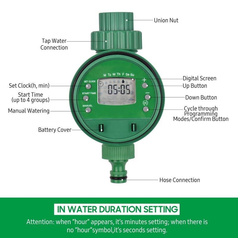 Lepmerk Digital Automatic Watering Timer Programmed Garden Irrigation Timer Battery