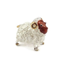 Mr_air_thai_Glass_Blown Tiny Crystal Sheep Hand Blown Clear Glass Art Sheep Figurine Animals Glass Blown FBM03