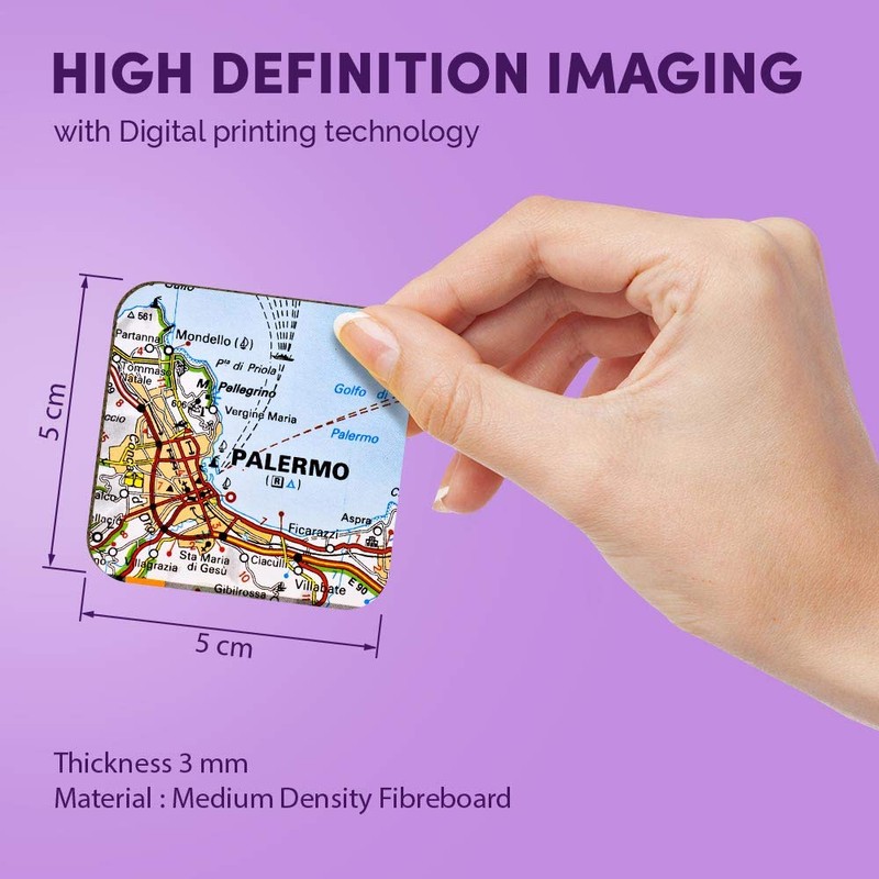 1 x Square MDF Fridge Magnet - Palermo European Italy