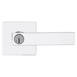 Kwikset Singapore Entry Door Handle with Lock and Key, Secure Keyed Reversible Lever Exterior, Doorlock, For Front Entrance and Bedrooms, Polished Chrome, Pick Resistant Smartkey Rekey Security