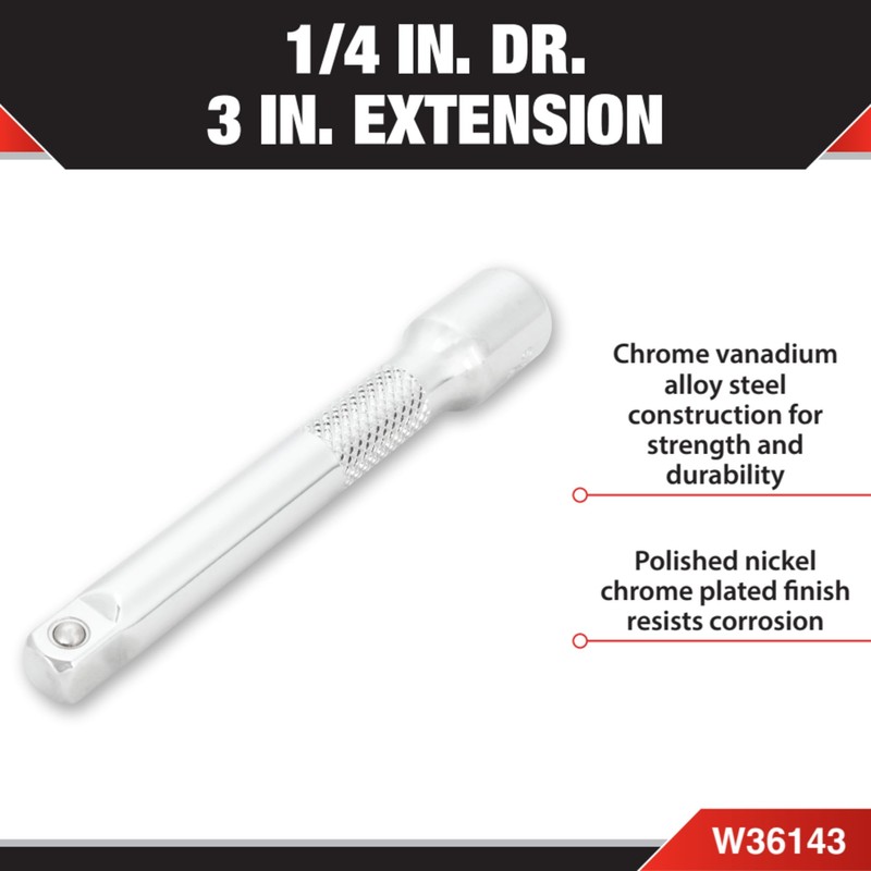 Performance Tool W36143 1/4 Drive Socket Extension Bar, 3