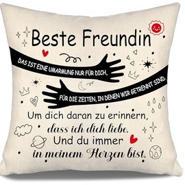 Aosumin Meine Liebe Beste Freundin das ist eine Umarmung nur für Dich für die Zeiten in denen wir getrennt sind Kissenbezug für Beste Freundin Geburtstag Freundschaft(Beste Freundin-a)