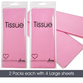 Light Pink Tissue | 8 Sheets of Tissue Paper | 2 Packs, Each with 4 Sheets Premium Quality Tissue | Biodegradable Packaging | Each Sheet 50x70cm, Ideal for Gift Wrapping and Crafting