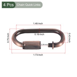 YOKIVE Pack of 4 Chain Connectors Chain Lock Quick Release Large for Light Keys Camping Backpack Rope (Red Bronze 4 mm Thick)