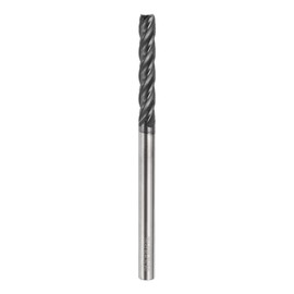 sourcing map Carbide Square Nose End Mill Bit 3/16" Cut Dia 4 Flutes TiAlN Coated Milling Cutter for Hardened Steel Metal (3/16" Shank 1-1/8" Cut Length 3" Long 30 Degree Helix)