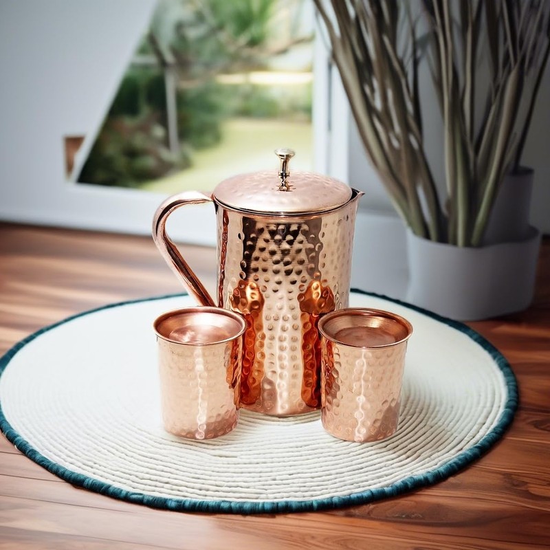 PARIJAT HANDICRAFT Pure copper pitcher drinkware accessories copper jug, tumbler