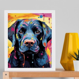 SVINOILER Paint by Numbers for Adults Linen Canvas Acrylic DIY Number Painting Kits Wall Art Decor Gifts, Black Labrador, Colorful, 40x50cm, Without Frame