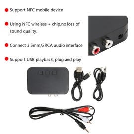 ciciglow 5.0 Bluetooth Audio Receiver Adapter,NFC Wireless Bluetooth Extender 3.5mm AUX or RCA Input Speaker Amplifier for Car TV/Home Stereo System (Black)