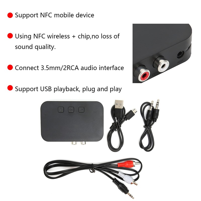ciciglow 5.0 Bluetooth Audio Receiver Adapter,NFC Wireless Bluetooth Extender 3.5mm