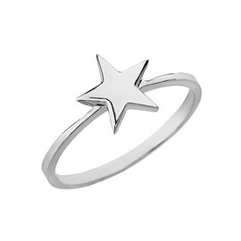 High Polish 925 Sterling Silver Star Stackable Classic Ring (Size 6)