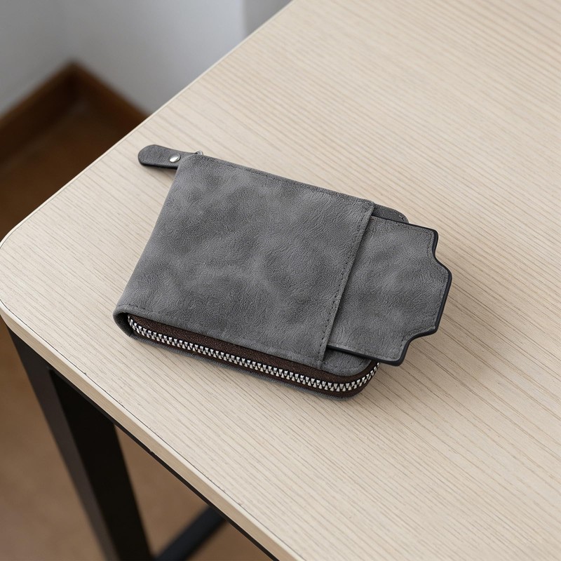 AfitLulu Men's Wallet with Zipper, Men Wallet with Detachable Card