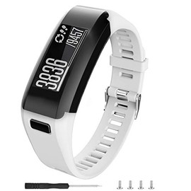 Meifox Compatible with Garmin Vivosmart HR Replacement Bands,Soft Silicone Replacement Band for Garmin Vivosmart HR Watch (White, Large)
