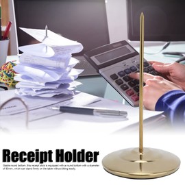 LIZEALUCKY Paper Receipt Holder Spike Stainless Steel Check Spindle Desk Straight Rod Bill Fork Memo Holder Spike Stick Holder for Restaurant Office Kitchen(Gold)