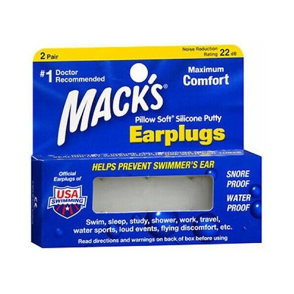 Mack's Pillow Soft Silicone Putty Earplugs 2 Pair
