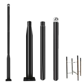 iFvBey Street Light Pole 10ft Tall - Black Outdoor Adjustable Metal Street Lamp Post for Lights with Mounting Rebar Cage