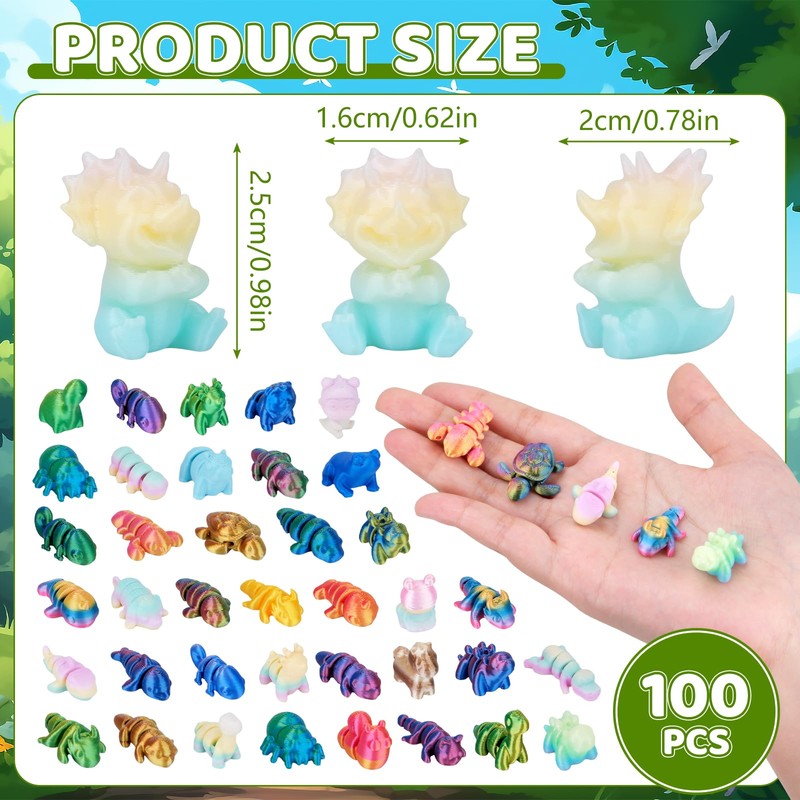 SelfTek 100 Pcs 3D Printed Mini Animals Blind Bags