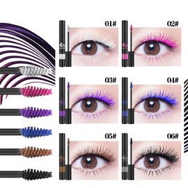 Color Mascara: 24-hour waterproof, rolled, dense, long time keeping, metallic tone, daily use, summer essential item, suitable for swimming, sweat and water, super strong against sweat and water