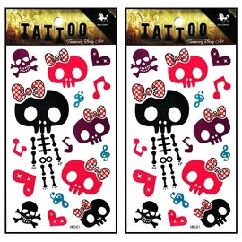 Tattoos 2 Sheets Cute Baby Ghost Skull skeleton Temporary Tattoo Body Art Stickers Waterproof Tattoos Fake Removable for Kid Teens Men Women