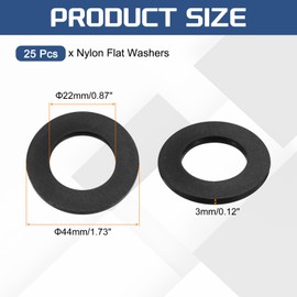 uxcell 25Pcs M22 Nylon Flat Washers Plain Washer 22mm ID 44mm OD 3mm Thick Plastic Washers for Screws Bolts Garden Faucet Plumbing Washers Repair, Black
