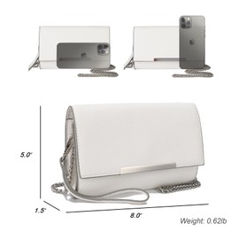 AFKOMST Clutch Purses for Women, Small Crossbody Bags and Summer Straw Beach Handbags with Crossbody Chain Strap, White PU, Elegant