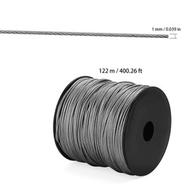 ZEONHAK 1mm Wire Rope, 400ft/122m Stainless Steel Sire Spool, Length Aircraft Cable with 100 Pcs Crimping Clamps Loop Sleeve, 7x7 Strand Core