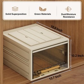 ORiorg Plastic Storage Bins with Lids, Clothes Folding Storage Box and Closet Organizers and Containers for Home, Closet Stackable Storage for Home, Office, Dorm