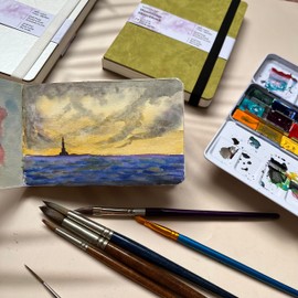 tumuarta Watercolor Sketchbook, 10x15 CM, 300 GSM, 100% Cotton Paper, Cold Press, 24 Sheets, 48 Pages, Watercolor Journal for Use As Travel Sketch Book and Mixed Media Pad On The Go. (Green)