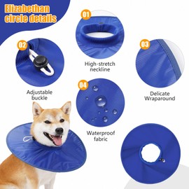 Dog Recovery Collar,Dog Soft Cone Collar Alternative After Surgery,Adjustable,Breathable E Collar for Large/Medium/Small Dogs Cats,Blue S