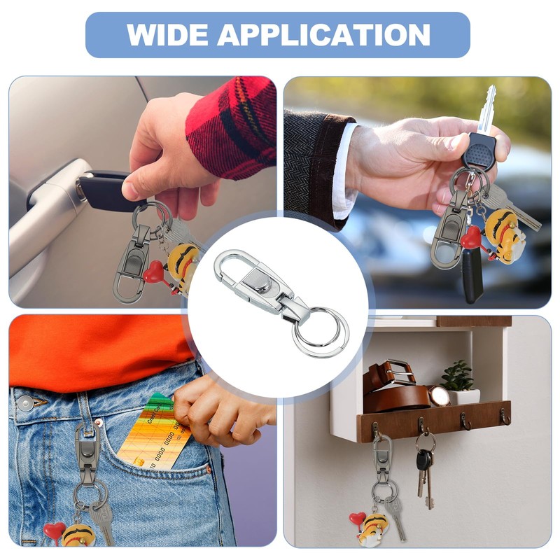sourcing map Car Key Chain, Detachable Keychain Stainless Steel Buckle