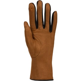 styleBREAKER 09010030 Women's Touchscreen Gloves with Colour Contrast and Fleece Lining, Warm Thermal Finger Gloves, Winter, Cognac