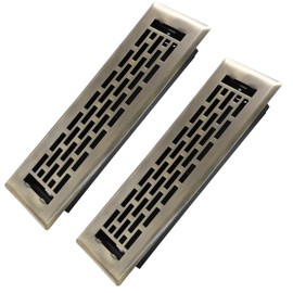 Howeall 2x12 Inches 2 Pack Heavy Duty Walkable Floor Register - Easy Adjust Air Supply Lever Decorative Floor Vent Covers - Boston Design Vent Covers for Home - Antique Brass