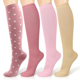 4 Pairs Compression Socks for Women & Men 15-20 mmHg is Best Athletic & Medical for Running Flight Travel Nurses (Mix -1, L-XL)