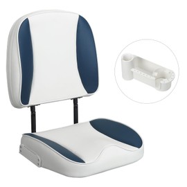 ERGOSEAT Folding Boat Seat Low Back Fishing Boat Seats with Caddy Organizer, White/Blue/White