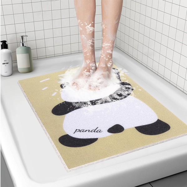 LY4U Loofah Shower Mat, Non-Slip, Soft PVC Shower Tray Mat,