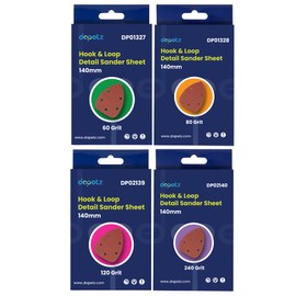 Dapetz ® Mouse Sander Pads, 40Pcs Mouse Palm Sander Detail Pads Sandpaper, Mouse Sanding Sheets Assorted Dust-Free 60/80/120/240 Grits 140mm 5-Holes Hook and Loop to Fit Black and Decker Detail Sander