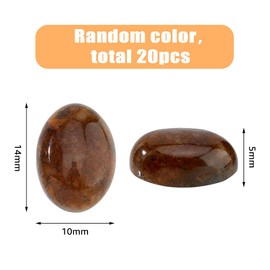 HOBBIESAY 20Pcs Natural Oval Moss Stone Flat Back Gemstone Stone 14x10mm Crystals Gemstone Cabochons Quartz Chakra Crystal Beads No Hole for Jewelry Craft Making