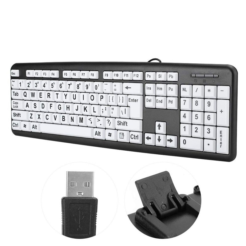 Elderly Keyboard, Large Print Computer Keyboard, 104 Keys QWERTY, High