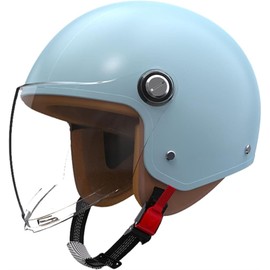 Retro 3/4 Motorcycle Half Helmets,DOT Approved Vintage Scooter Dirt-Bike Go-Kart Moped Electric Bicycle Light Quick Buckle Open Face ATV Helmet for Adult Men Women(Blue)