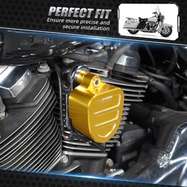 NICECNC Gold Horn Cover Cap Horn Trim Guard Compatible with Harley Electra Glide Police FLHTP 2018-2024, Tri Glide Ultra FLHTCUTG 2018-2024, CVO Tri Glide FLHTCUTGSE 2020-2022, See Fitment