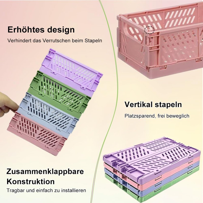 Folding Box, Pack of 4 Small Storage Baskets, Folding Box,