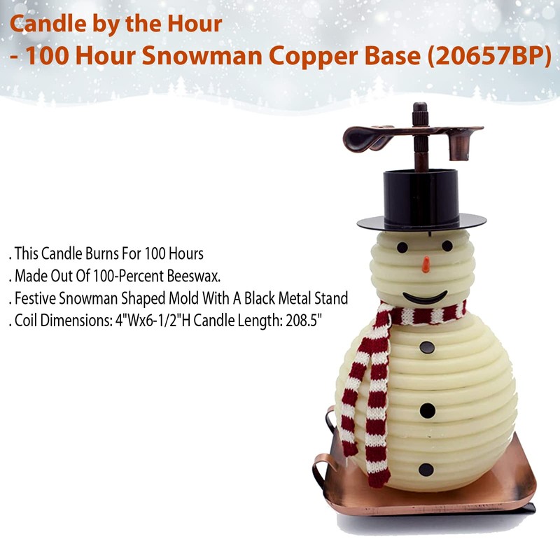 Candle by the Hour 100-Hour Snowman Candle, Copper Base, Eco-friendly