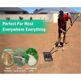 Nicecho Heavy Duty 17"x10" Lawn Leveling Rake w/ 60"L Adjust Handle for Yard Garden Lawn