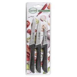 Sanelli Set 3 Coltelli Frutta e verdura: Spelucchino multiuso cm.11-Pomodoro cm.12-Verdura cm.7